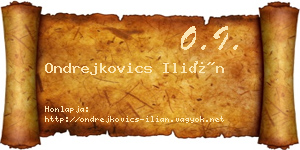 Ondrejkovics Ilián névjegykártya